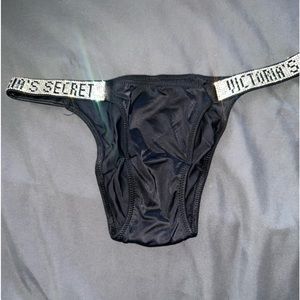 Victoria’s secret’s black rhinestone shine strap underwear